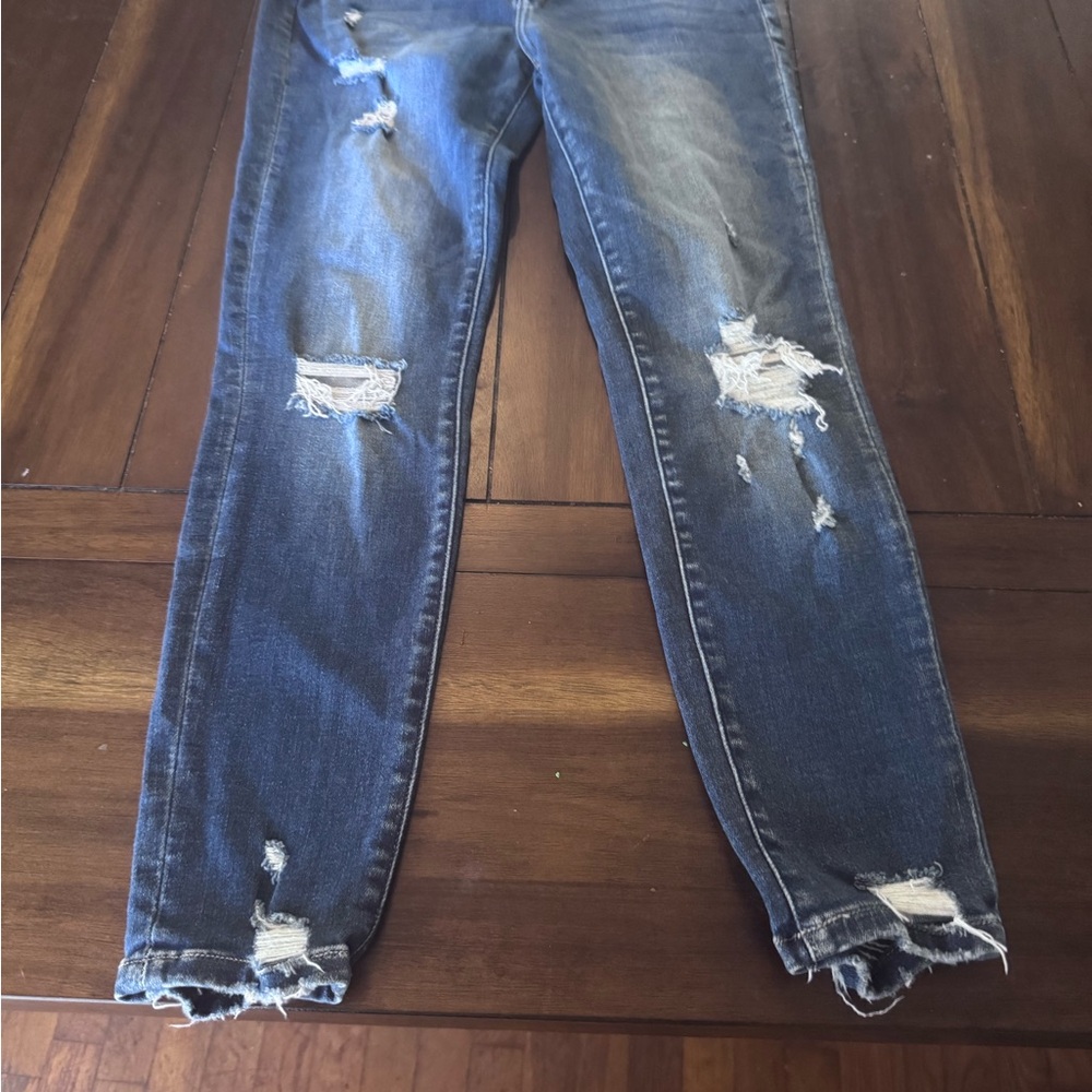 Flying Monkey Distressed Dark Blue Skinny Jeans